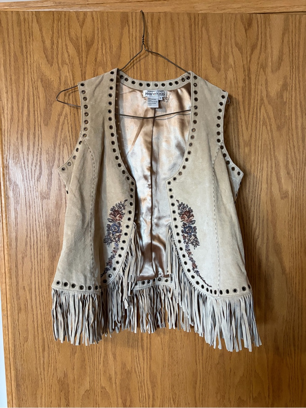 Newport News Cream Suede Vest with Grommet Detail